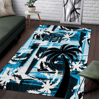 Fijian Rugby Area Rug Grunge Palm Stylized LT01 Blue - Polynesian Pride