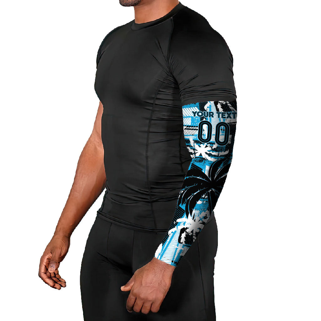 Custom Fijian Rugby Arm Sleeves Grunge Palm Stylized LT01 - Polynesian Pride