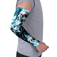 Custom Fijian Rugby Arm Sleeves Grunge Palm Stylized LT01 - Polynesian Pride