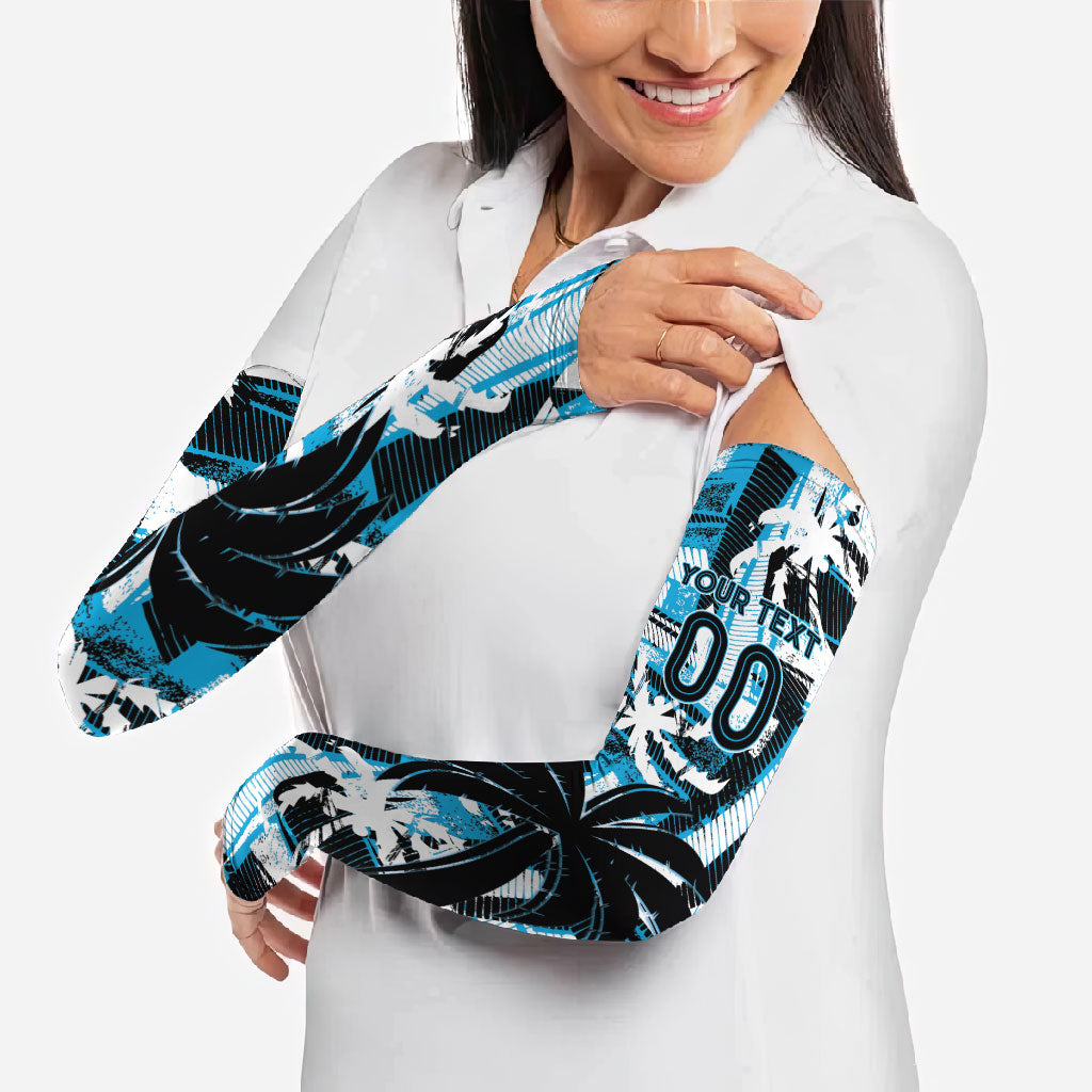 Custom Fijian Rugby Arm Sleeves Grunge Palm Stylized LT01 - Polynesian Pride
