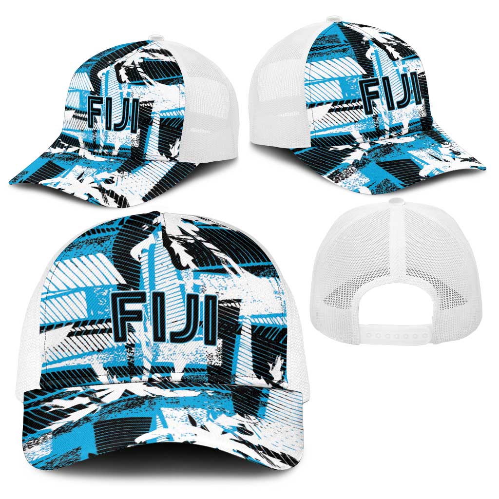 Fijian Rugby Baseball Net Cap Grunge Palm Stylized LT01 - Polynesian Pride