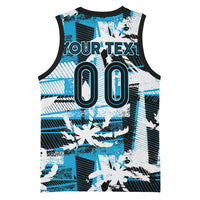 Custom Fijian Rugby Basketball Jersey Grunge Palm Stylized LT01 - Polynesian Pride
