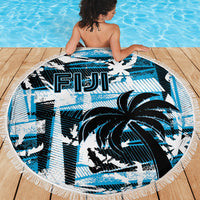 Fijian Rugby Beach Blanket Grunge Palm Stylized LT01 - Polynesian Pride