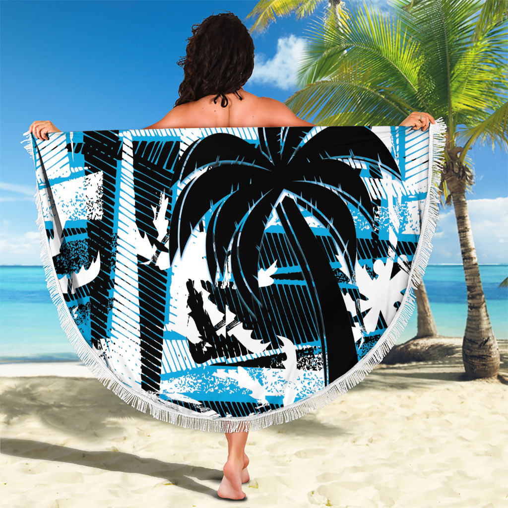 Fijian Rugby Beach Blanket Grunge Palm Stylized LT01 - Polynesian Pride