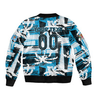 Custom Fijian Rugby Bomber Jacket Grunge Palm Stylized LT01 - Polynesian Pride