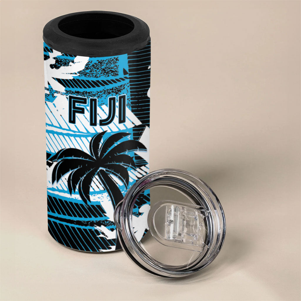 Custom Fijian Rugby 4 in 1 Can Cooler Tumbler Grunge Palm Stylized LT01 - Polynesian Pride
