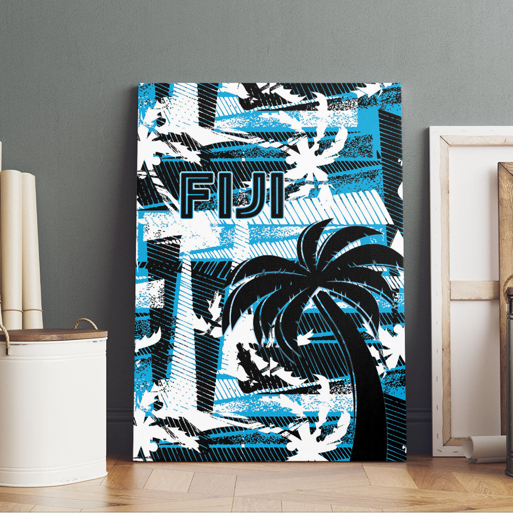 Fijian Rugby Canvas Wall Art Grunge Palm Stylized LT01 - Polynesian Pride