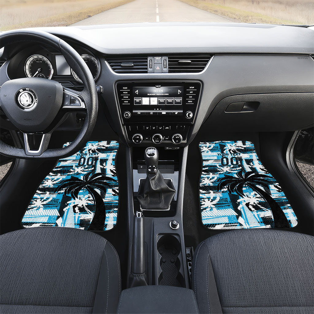 Custom Fijian Rugby Car Mats Grunge Palm Stylized LT01 Set 2pcs - Front Blue - Polynesian Pride