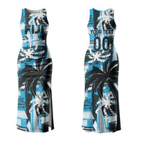 Custom Fijian Rugby Couples Matching Tank Maxi Dress and Long Sleeve Button Shirt Grunge Palm Stylized LT01 - Polynesian Pride