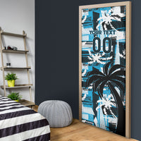 Custom Fijian Rugby Door Cover Grunge Palm Stylized LT01 - Polynesian Pride