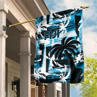 Fijian Rugby Garden Flag Grunge Palm Stylized LT01 House Flag Blue - Polynesian Pride