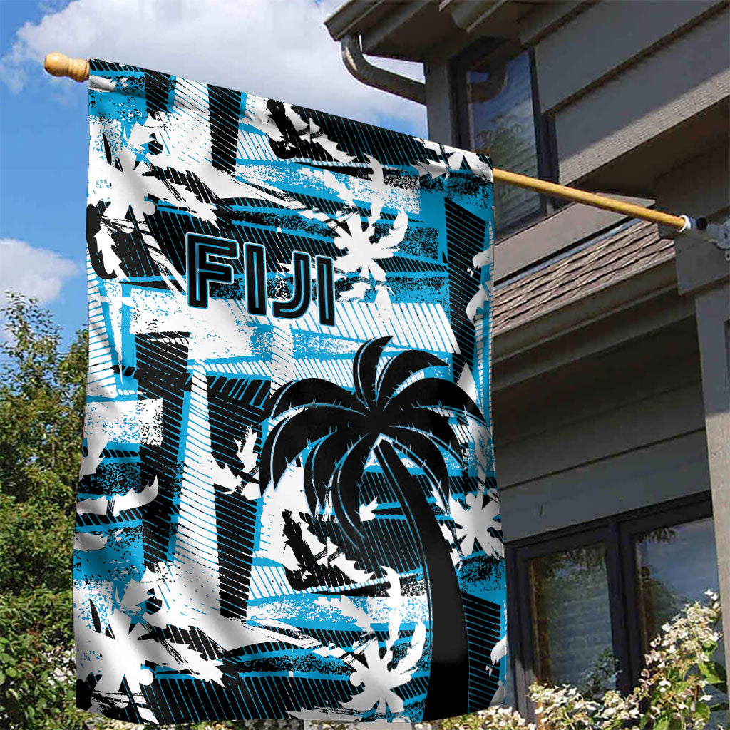 Fijian Rugby Garden Flag Grunge Palm Stylized LT01 - Polynesian Pride