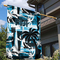 Fijian Rugby Garden Flag Grunge Palm Stylized LT01 - Polynesian Pride