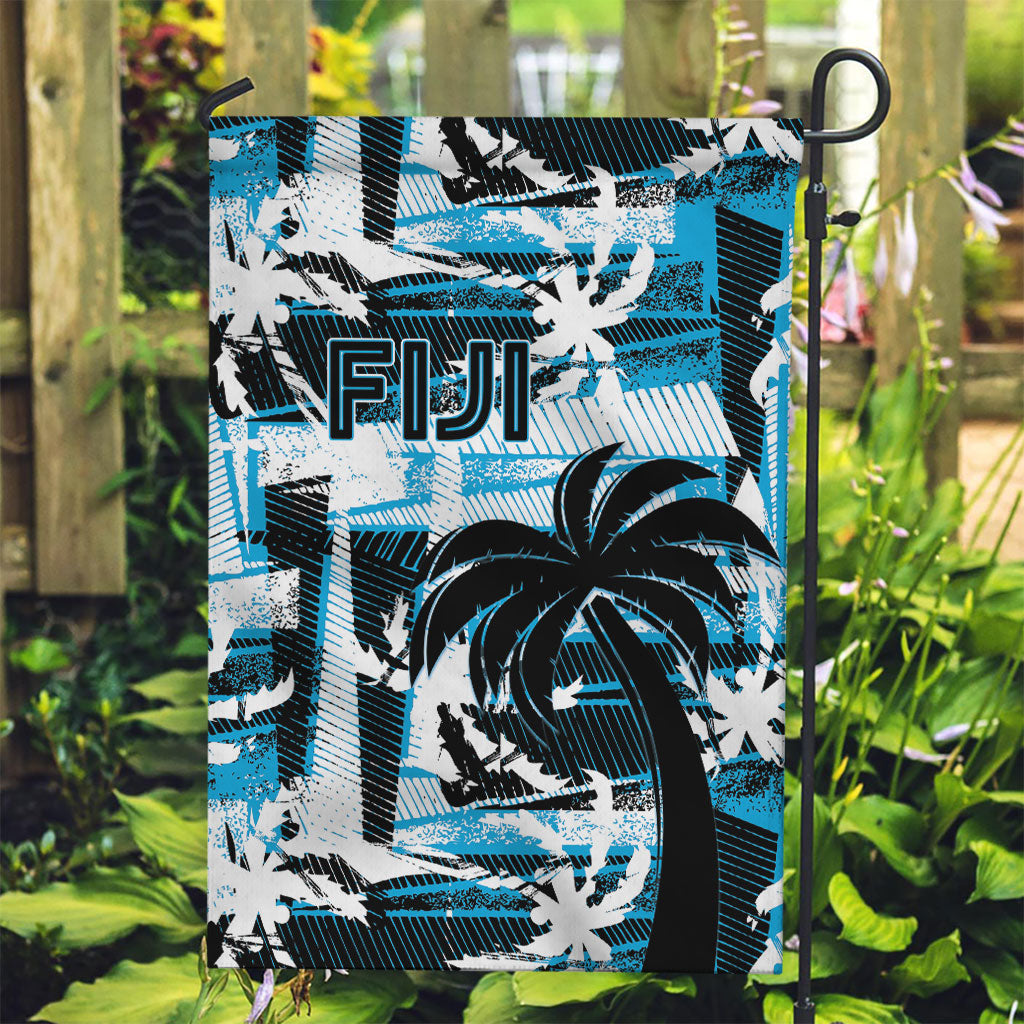 Fijian Rugby Garden Flag Grunge Palm Stylized LT01 Garden Flag Blue - Polynesian Pride