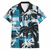 Custom Fijian Rugby Hawaiian Shirt Grunge Palm Stylized LT01 Blue - Polynesian Pride