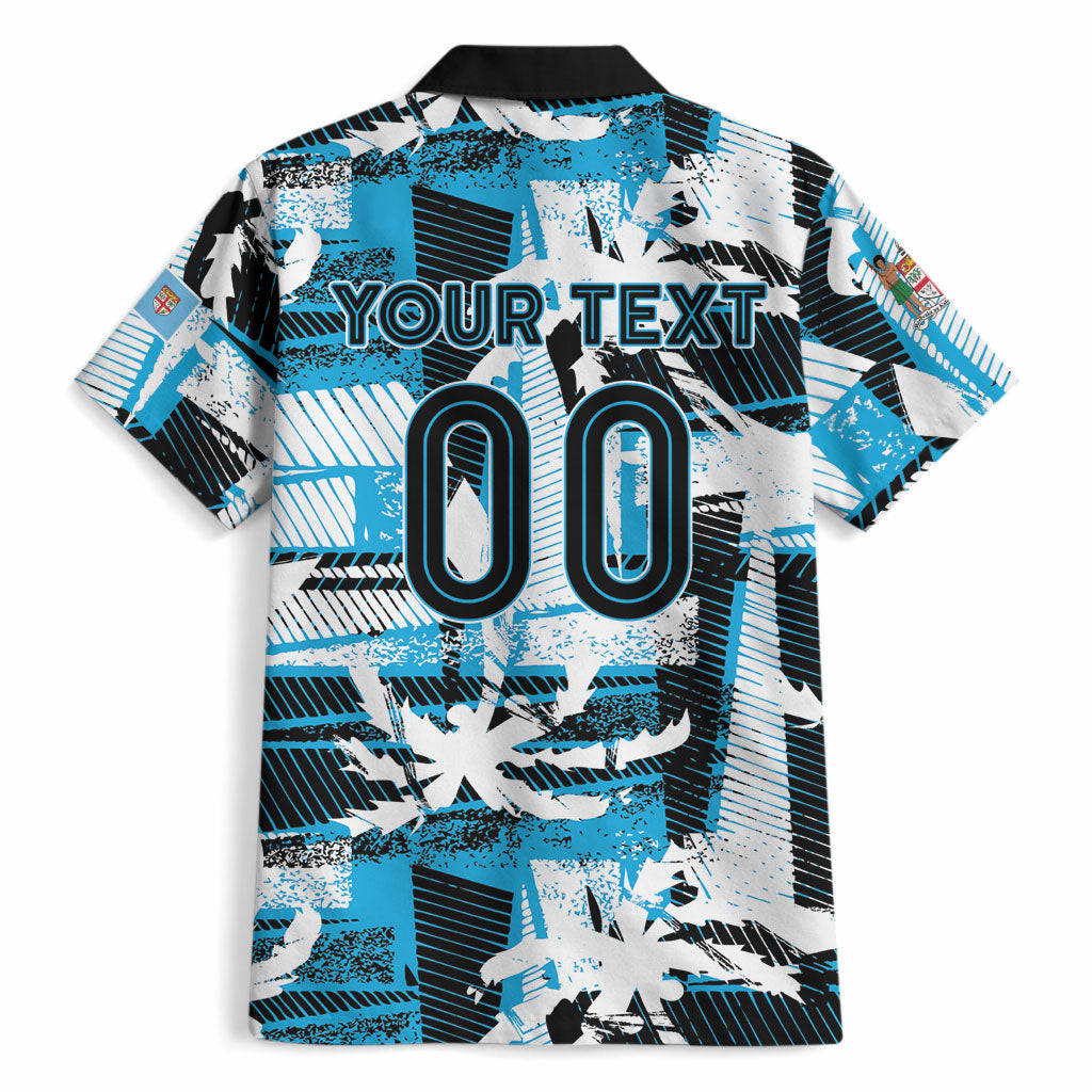 Custom Fijian Rugby Hawaiian Shirt Grunge Palm Stylized LT01 - Polynesian Pride