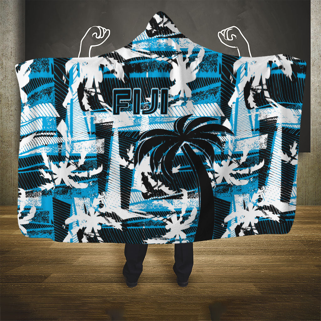 Fijian Rugby Hooded Blanket Grunge Palm Stylized LT01 - Polynesian Pride