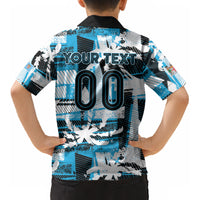 Custom Fijian Rugby Kid Hawaiian Shirt Grunge Palm Stylized LT01 - Polynesian Pride