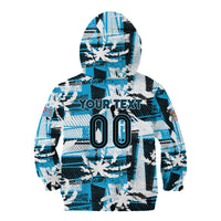 Custom Fijian Rugby Kid Hoodie Grunge Palm Stylized LT01 - Polynesian Pride