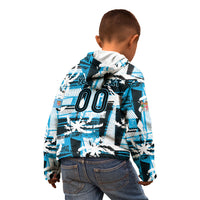 Custom Fijian Rugby Kid Hoodie Grunge Palm Stylized LT01 - Polynesian Pride