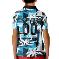 Custom Fijian Rugby Kid Polo Shirt Grunge Palm Stylized LT01 - Polynesian Pride