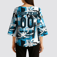 Custom Fijian Rugby Kimono Sleeve Blouse Grunge Palm Stylized LT01 - Polynesian Pride
