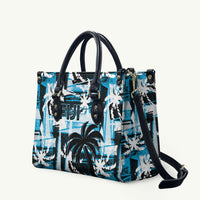 Fijian Rugby Leather Bag Grunge Palm Stylized LT01 Blue - Polynesian Pride