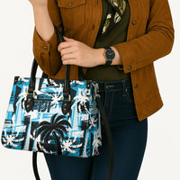 Fijian Rugby Leather Bag Grunge Palm Stylized LT01 - Polynesian Pride