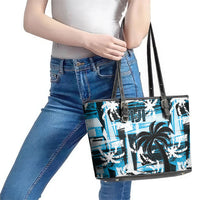 Fijian Rugby Leather Tote Bag Grunge Palm Stylized LT01 - Polynesian Pride