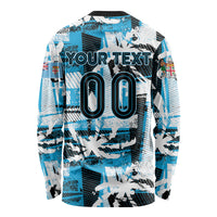 Custom Fijian Rugby Long Sleeve Shirt Grunge Palm Stylized LT01 - Polynesian Pride