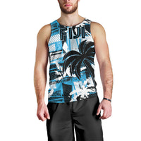 Custom Fijian Rugby Men Tank Top Grunge Palm Stylized LT01 - Polynesian Pride