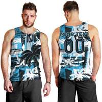 Custom Fijian Rugby Men Tank Top Grunge Palm Stylized LT01 - Polynesian Pride