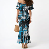 Custom Fijian Rugby Mermaid Dress Grunge Palm Stylized LT01 - Polynesian Pride