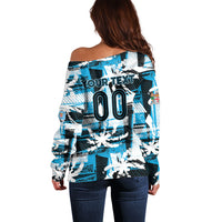 Custom Fijian Rugby Off Shoulder Sweater Grunge Palm Stylized LT01 - Polynesian Pride