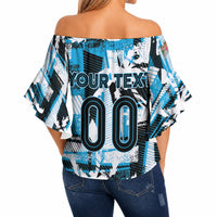 Custom Fijian Rugby Off Shoulder Wrap Waist Top Grunge Palm Stylized LT01 - Polynesian Pride