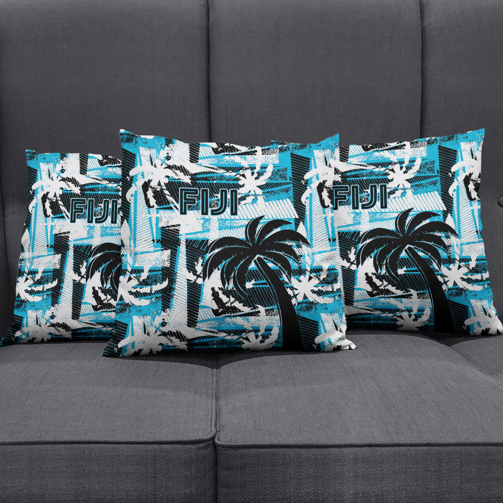 Fijian Rugby Pillow Cover Grunge Palm Stylized LT01 - Polynesian Pride