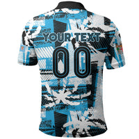 Custom Fijian Rugby Polo Shirt Grunge Palm Stylized LT01 - Polynesian Pride