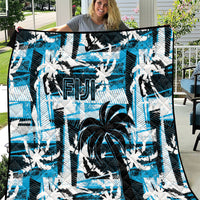 Fijian Rugby Quilt Grunge Palm Stylized LT01 Blue - Polynesian Pride