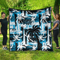 Fijian Rugby Quilt Grunge Palm Stylized LT01 - Polynesian Pride