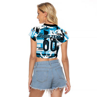 Custom Fijian Rugby Raglan Cropped T Shirt Grunge Palm Stylized LT01 - Polynesian Pride