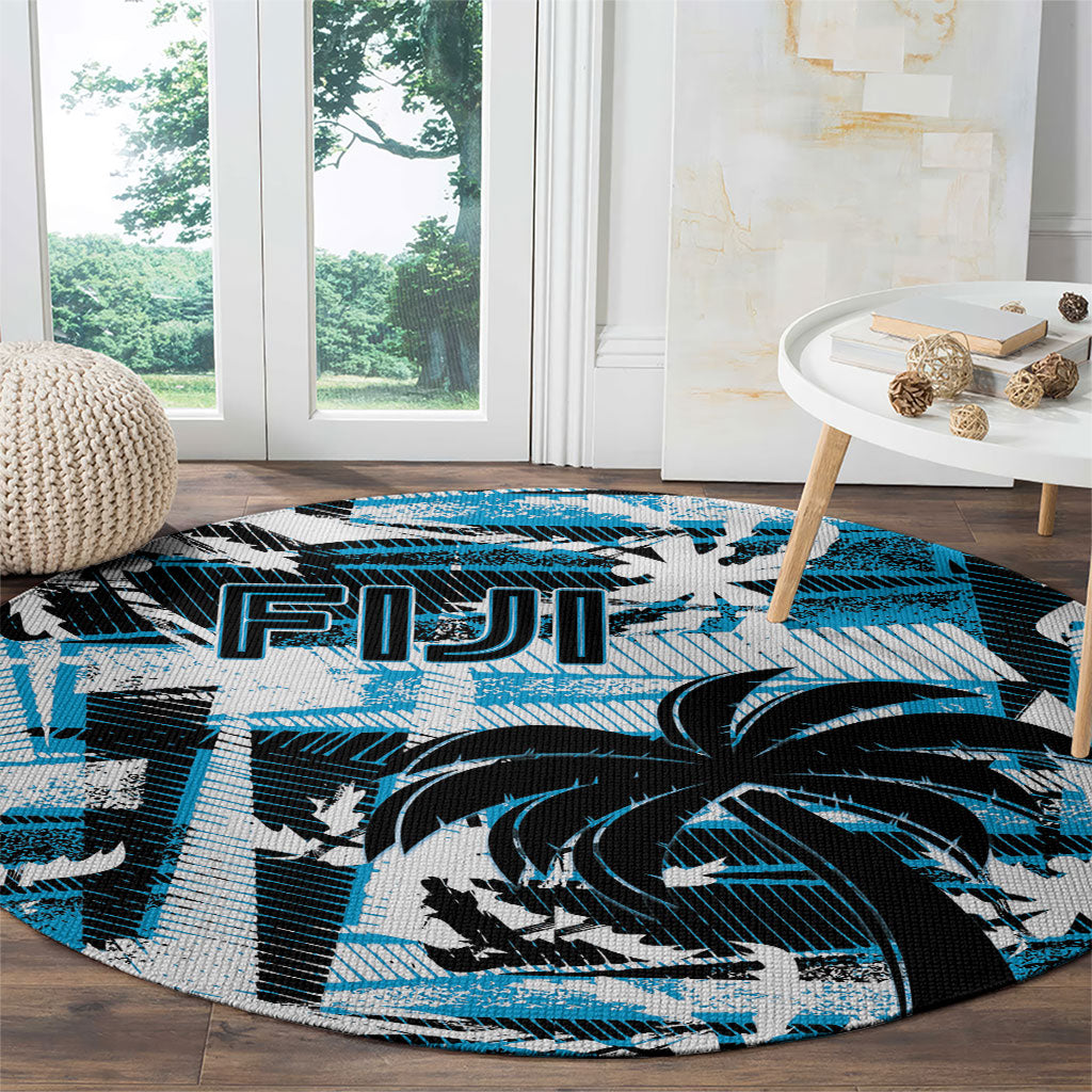 Fijian Rugby Round Carpet Grunge Palm Stylized LT01 - Polynesian Pride