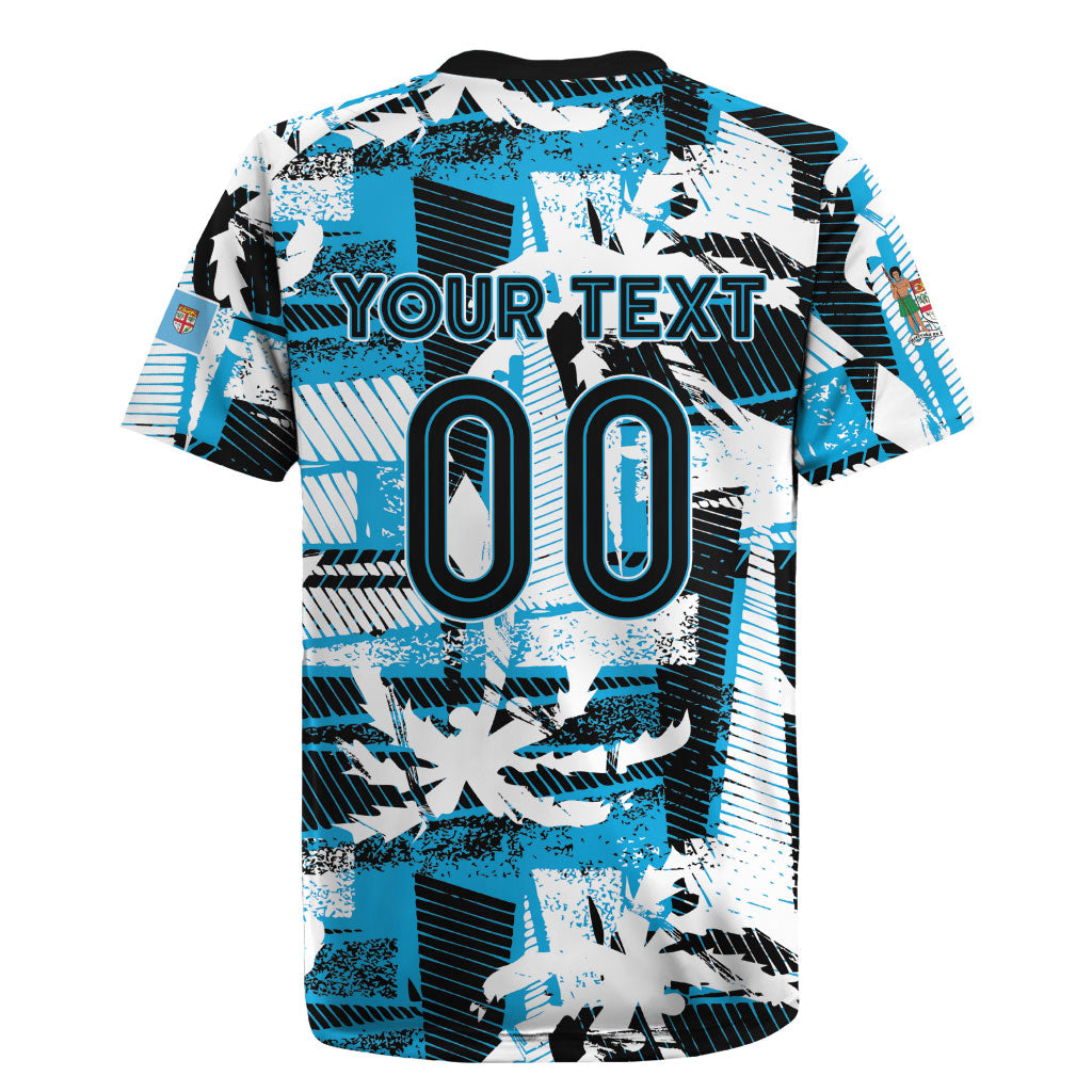Custom Fijian Rugby Rugby Jersey Grunge Palm Stylized LT01 - Polynesian Pride