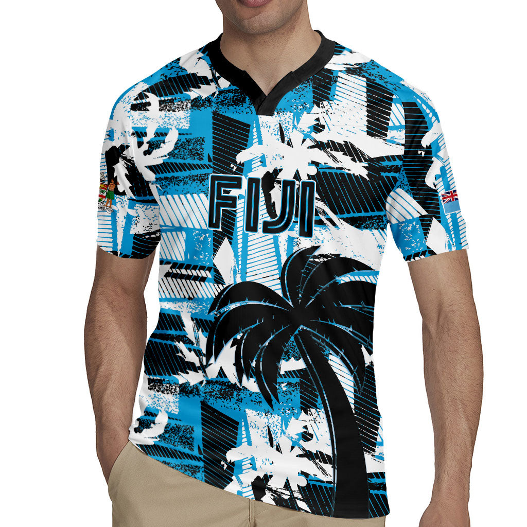 Custom Fijian Rugby Rugby Jersey Grunge Palm Stylized LT01 - Polynesian Pride