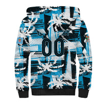 Custom Fijian Rugby Sherpa Hoodie Grunge Palm Stylized LT01 - Polynesian Pride