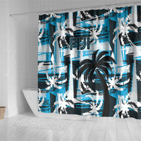 Fijian Rugby Shower Curtain Grunge Palm Stylized LT01 - Polynesian Pride