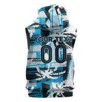 Custom Fijian Rugby Sleeveless Hoodie Grunge Palm Stylized LT01 - Polynesian Pride