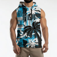 Custom Fijian Rugby Sleeveless Hoodie Grunge Palm Stylized LT01 - Polynesian Pride