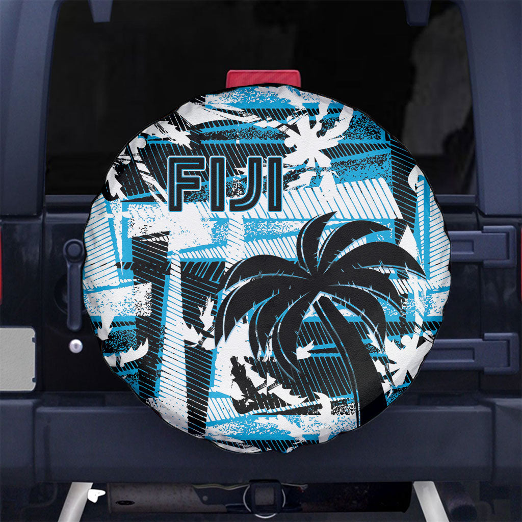 Fijian Rugby Spare Tire Cover Grunge Palm Stylized