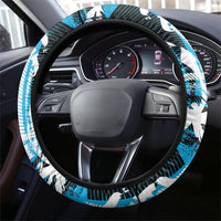 Fijian Rugby Steering Wheel Cover Grunge Palm Stylized LT01 - Polynesian Pride