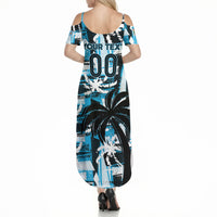 Custom Fijian Rugby Summer Maxi Dress Grunge Palm Stylized LT01 - Polynesian Pride